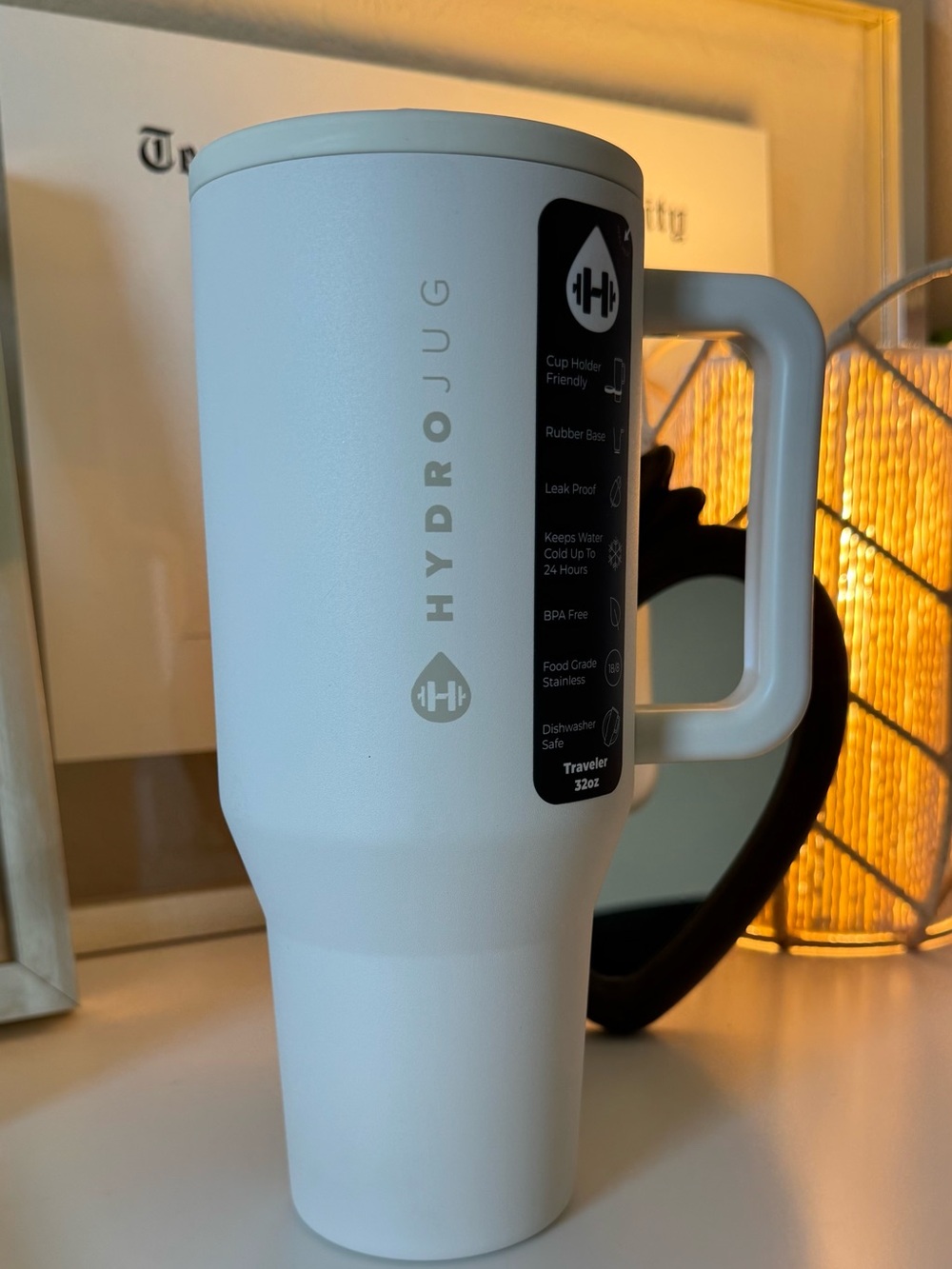 32oz HydroJug Cream Insulated Travel Tumbler with Handle